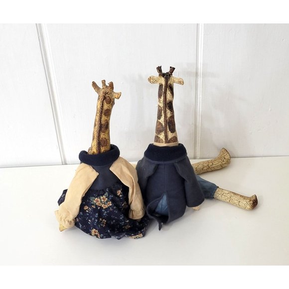 Vintage Artist Folk Dolls Dressed Giraffe Couple - Picture 4 of 7